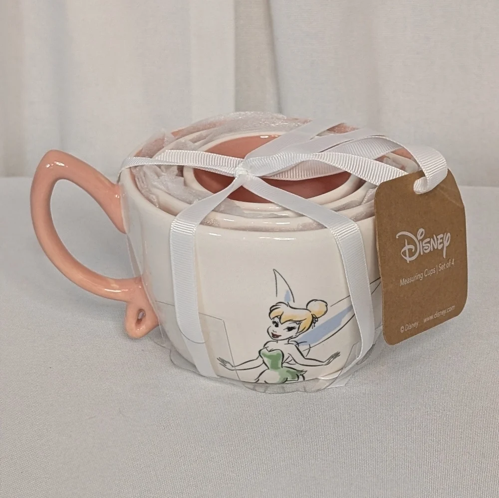 Disney Rae Dunn Tinkerbell Stacked Nesting Measuring Cups Pink Handle NWT